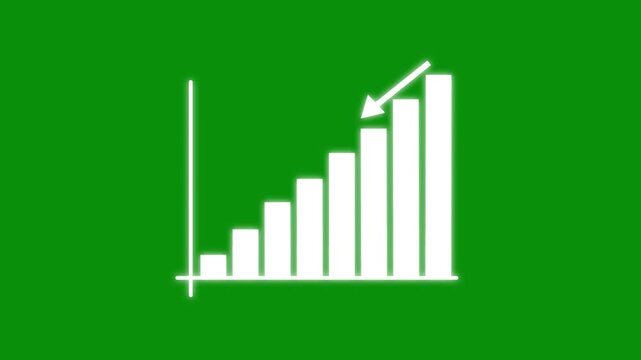 Bar chart animation with up and down arrows showing financial crisis and growth trends
