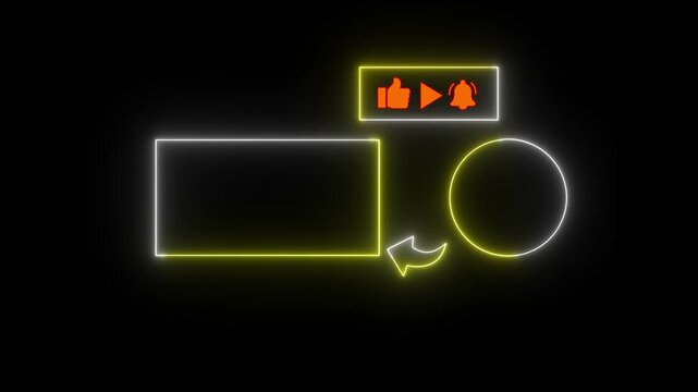 Neon yellow and white youtube end screen with interactive like subscribe and bell icons