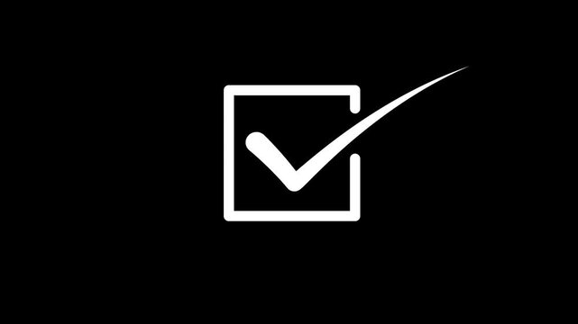 Animated check mark appearing in square checkbox complete symbol seamless loop video