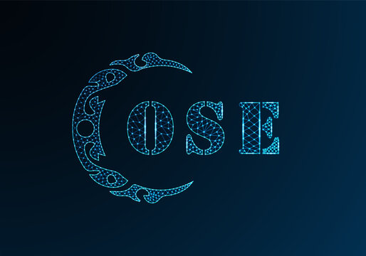 Low poly letter logo OSE design. OSE letter logo low poly vector design on blue color gradient background. OSE logo low poly design