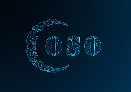 Low poly letter logo OSO design. OSO letter logo low poly vector design on blue color gradient background. OSO logo low poly design