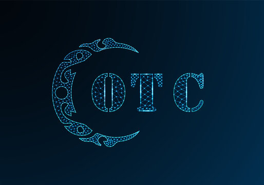 Low poly letter logo OTC design. OTC letter logo low poly vector design on blue color gradient background. OTC logo low poly design