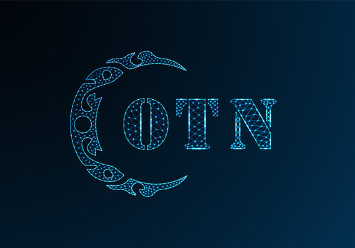Low poly letter logo OTN design. OTN letter logo low poly vector design on blue color gradient background. OTN logo low poly design