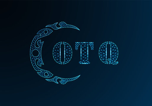 Low poly letter logo OTQ design. OTQ letter logo low poly vector design on blue color gradient background. OTQ logo low poly design