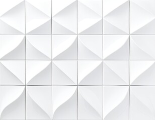 Fototapeta premium Seamless pattern of glossy white 3D geometric wall panels forming a modern textured surface.
