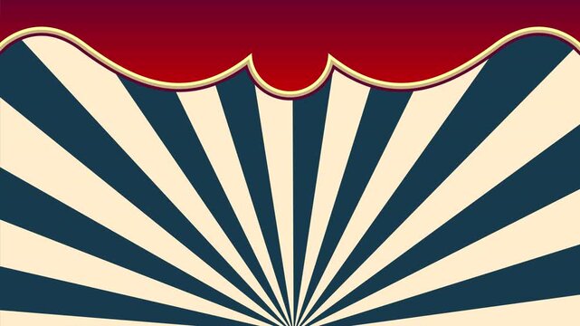 Retro Circus Stage Show Background Animation with Vintage Sunburst Design