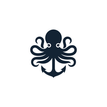 A dark blue octopus design incorporating an anchor shape at the base