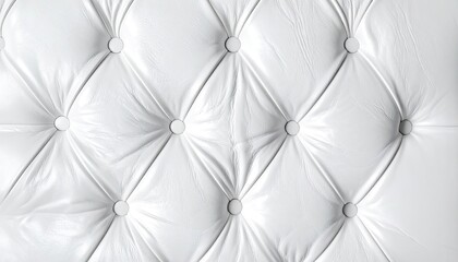 Fototapeta premium Close-up texture of white, tufted leather upholstery with button detailing.