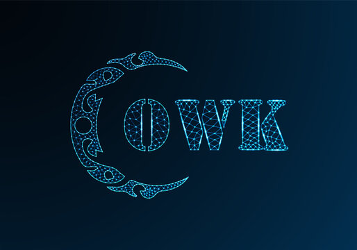 Low poly letter logo OWK design. OWK letter logo low poly vector design on blue color gradient background. OWK logo low poly design