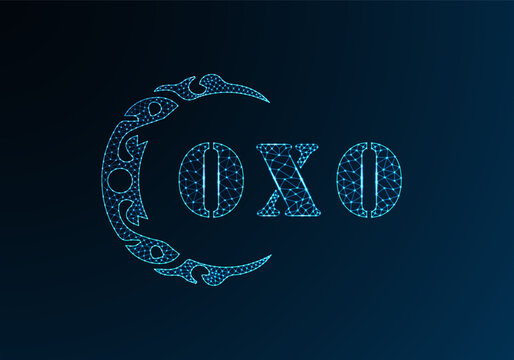 Low poly letter logo OXO design. OXO letter logo low poly vector design on blue color gradient background. OXO logo low poly design