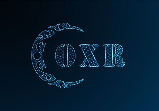 Low poly letter logo OXR design. OXR letter logo low poly vector design on blue color gradient background. OXR logo low poly design