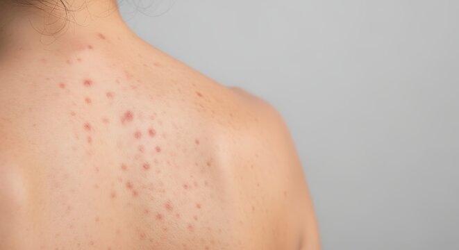 person with acne on back skin condition