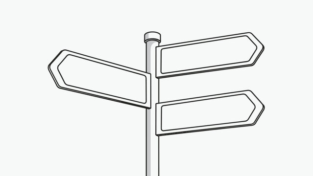 Blank directional signpost with three arrows pointing in different ways for custom text placement on a neutral background.