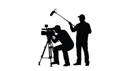 Film crew operating camera and microphone a striking black silhouette © MDALTUFHOSAIN