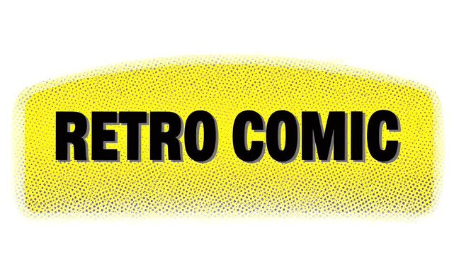 Yellow banner with black text "RETRO COMIC" and a halftone dot pattern