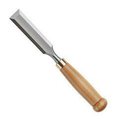 Fototapeta premium A chisel with a wooden handle and metal blade on a white background. isolated on transparent background