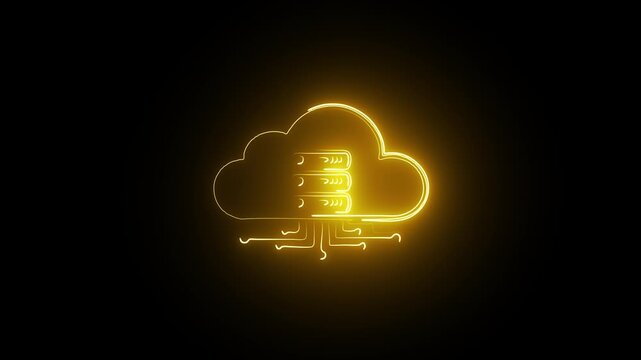 Futuristic Cloud Technology Icon Animation &ndash; Network Data and Server Computing Symbol