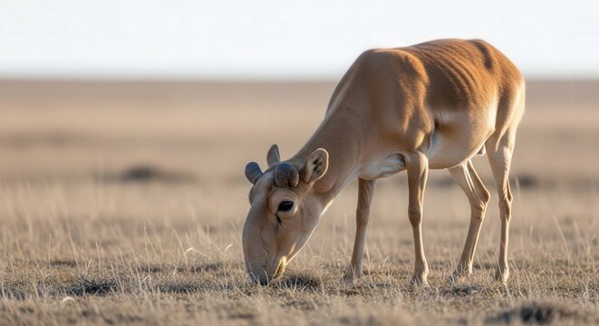 Serene Wildlife Scene Featuring a Grazing Antelope in the Savannah Landscape