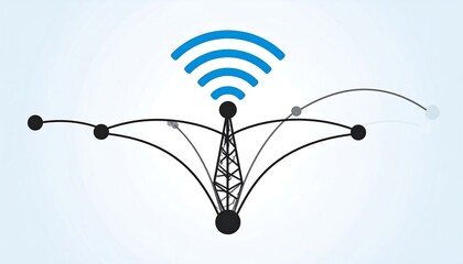 Wireless Network Communication Tower Connecting Devices with Signal.