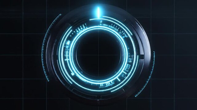 Abstract futuristic user interface with glowing blue digital elements