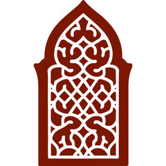 Fototapeta premium Intricate Architectural Design: An artistic window or decorative panel displays an elaborate pattern of intertwined lines, creating a sense of both elegance and cultural depth.