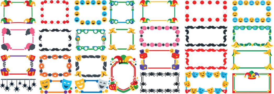Colorful Decorative Frames and Borders for April Fools Day and Party Designs