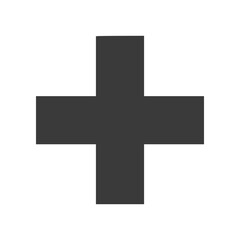Fototapeta premium Minimal medical cross icon in clean flat SVG style. Simple geometric healthcare symbol suitable for hospitals, clinics, pharmacies, emergency services, and medical applications.