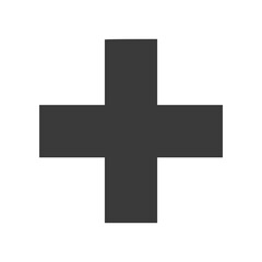 Obraz premium Minimal medical cross icon in clean flat SVG style. Simple geometric healthcare symbol suitable for hospitals, clinics, pharmacies, emergency services, and medical applications.