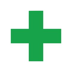 Fototapeta premium Minimal medical cross icon in clean flat SVG style. Simple geometric healthcare symbol suitable for hospitals, clinics, pharmacies, emergency services, and medical applications.