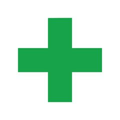 Obraz premium Minimal medical cross icon in clean flat SVG style. Simple geometric healthcare symbol suitable for hospitals, clinics, pharmacies, emergency services, and medical applications.