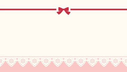 レースとリボンとピンクの背景、16対9の横長サイズ