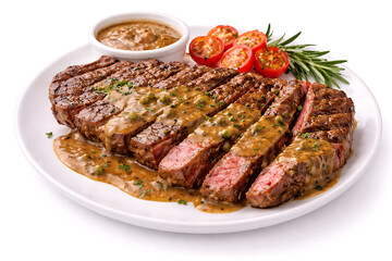 beef steak with sauce isolated