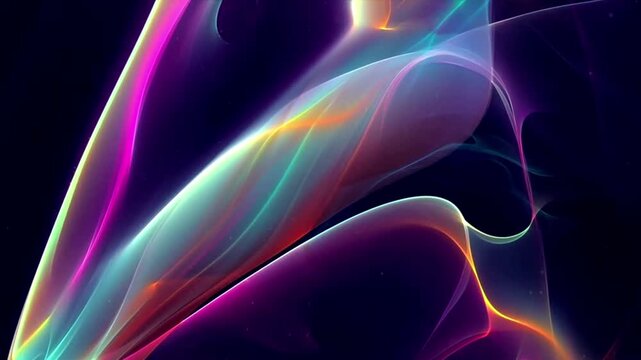 Digital colorful abstract waves technology background. Wave of glowing points. Futuristic background for presentation design. 3d rendering. 4k animation