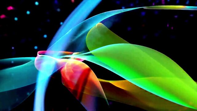 Digital colorful abstract waves technology background. Wave of glowing points. Futuristic background for presentation design. 3d rendering. 4k animation