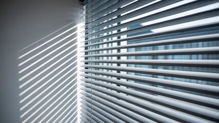 Obraz premium A photograph of a minimalist empty clean room with blinds