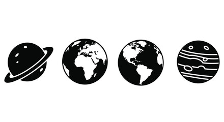 Planetary arrangement with saturn earth and other celestial bodies silhouette © MdGolam