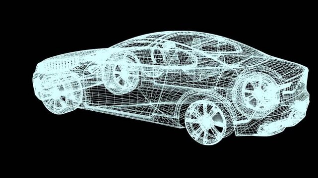3d car wireframe model automotive design engineering cad vehicle concept ideal for illustrating technological innovation, product development, and future vehicle concepts in presentations