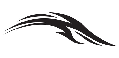 Obraz premium Sharp black tribal tattoo design featuring curved lines for automotive car decals racing stickers and wing vector design