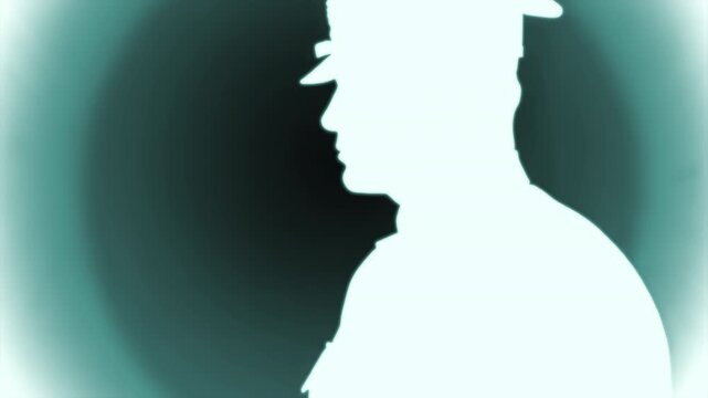Silhouette of Soldier in Dress Uniform Giving a Military Salute