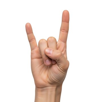 A hand making a rock gesture with index and pinky fingers extended