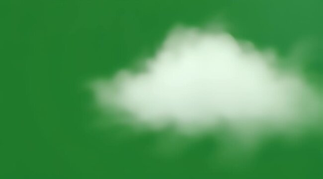 Single white cloud against a vibrant green background