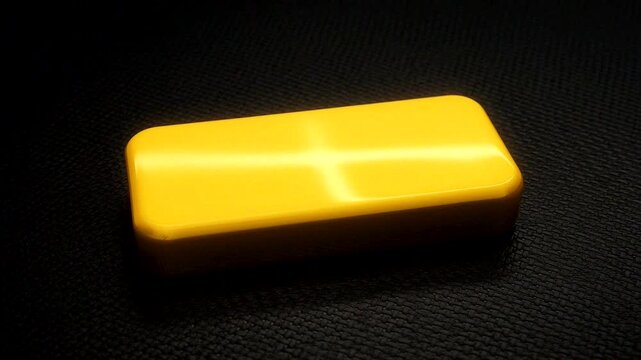 Glossy yellow rectangular object on textured dark background with a minimalist modern style.