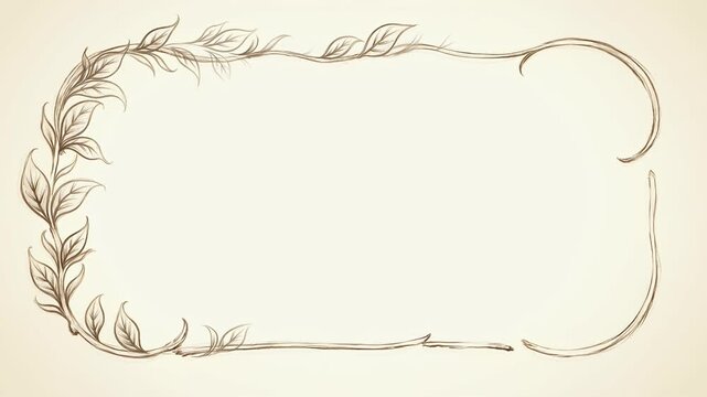 Elegant sepia toned vintage frame with botanical leaf accents and flourishes