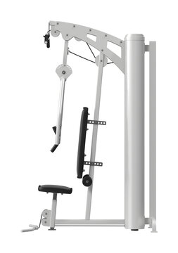 Pec Deck Chest Fly Machine with Lat Pulldown Side View, White Frame 3D Render Isolated