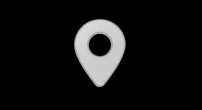 White map pin icon with hole in center on solid background transparent background