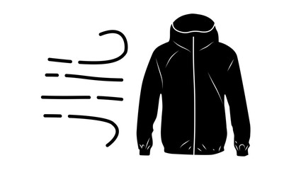 windbreaker jacket symbol, black isolated silhouette © OMIA