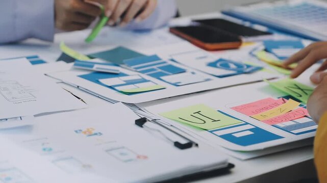 team of UI UX web designer are working together to develop mobile responsive websites with UI UX front end designer previews
