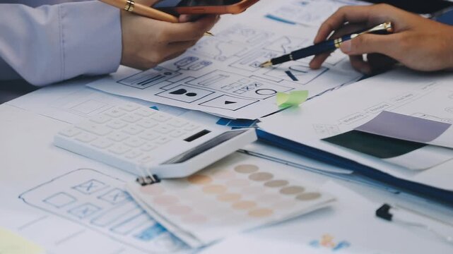 team of UI UX web designer are working together to develop mobile responsive websites with UI UX front end designer previews