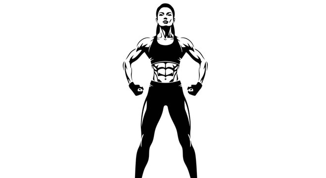 Strong woman in athletic wear posing confidently with a powerful stance