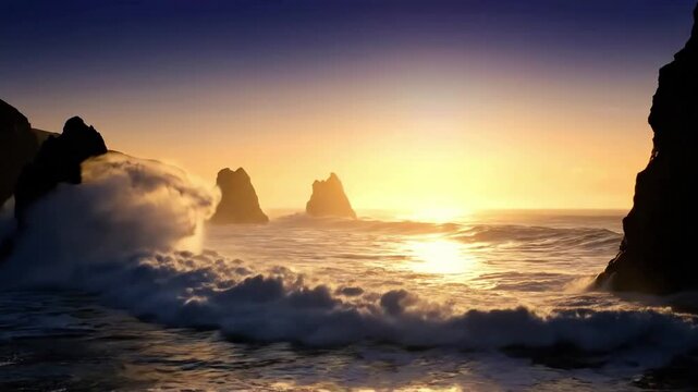 Atmospheric Seascape An ethereal and moody coastal scene, highlighting the interplay of light, shadow, and atmospheric elements for a dramatic effect in a duotone color scheme.